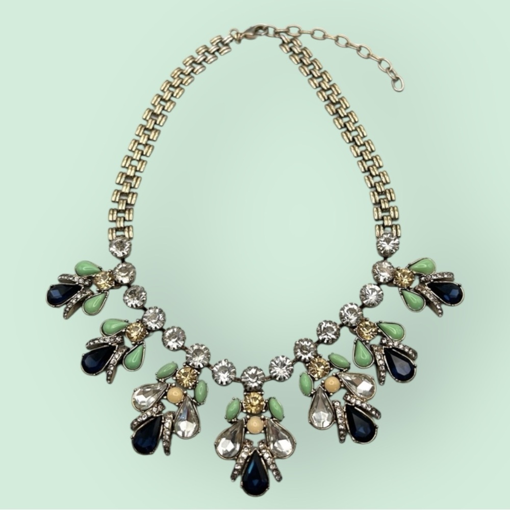 Beautiful Multi Crystal Stone Statement Necklace … - image 1